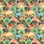 Dinosaur and flowers Peel and Stick Wallpaper