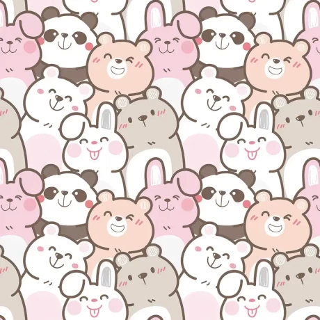 Rabbit and Bear Peel and Stick Wallpaper