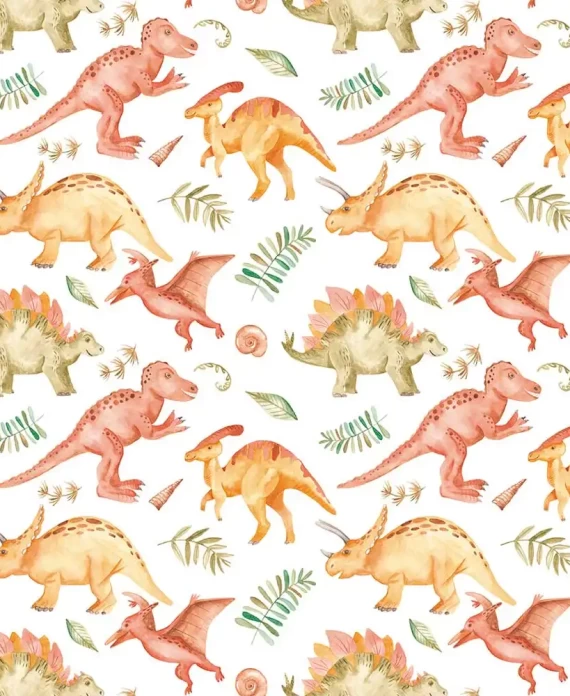 Watercolor Dinosaur Peel and Stick Wallpaper