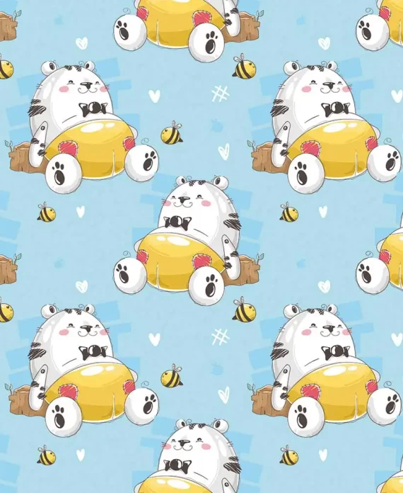 Cat and Bee Peel and Stick Wallpaper