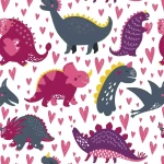 Dinosaurs and Hearts Peel and Stick Wallpaper