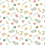 Leaves and Flowers in Watercolor Peel and Stick Wallpaper