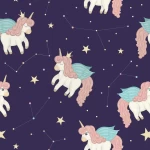 Baby Unicorn with Stars Peel and Stick Wallpaper