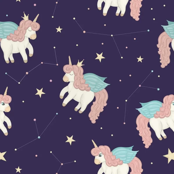 Baby Unicorn with Stars Peel and Stick Wallpaper