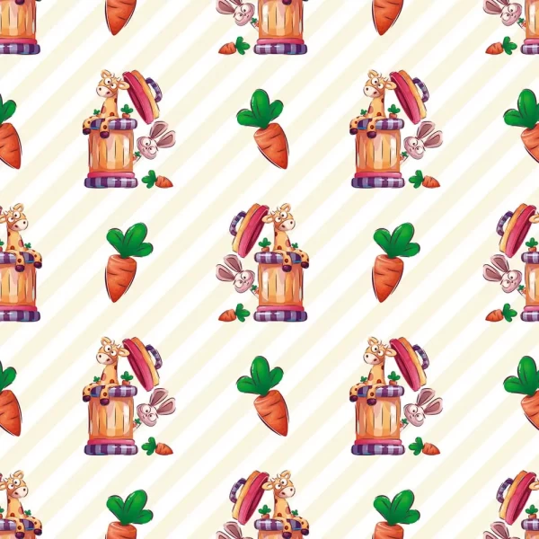 Funny Giraffe and Rabbit with Apple Peel and Stick Wallpaper