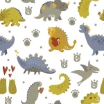 Green Dinosaur with Hearts Peel and Stick Wallpaper