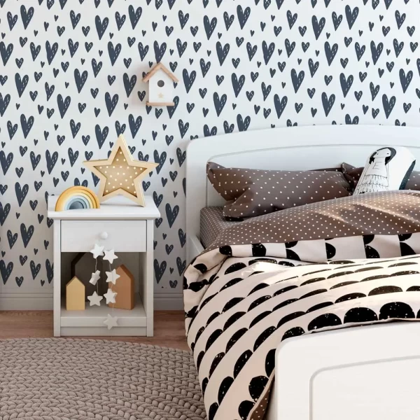 Pattern of Illustrated blue Hearts Peel and Stick Wallpaper