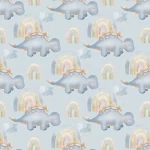 Baby Dinosaur and Rainbow Peel and Stick Wallpaper