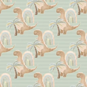 Baby Dinosaur with Palm Tree Peel and Stick Wallpaper