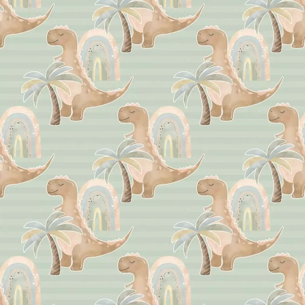 Baby Dinosaur with Palm Tree Peel and Stick Wallpaper