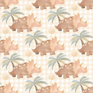 Happy Baby Dinosaur in Summer Peel and Stick Wallpaper