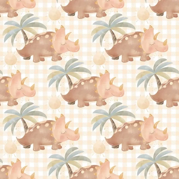 Happy Baby Dinosaur in Summer Peel and Stick Wallpaper