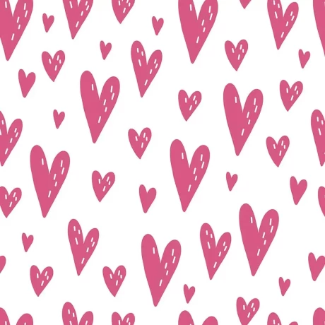 Pattern of Illustrated Pink Hearts Peel and Stick Wallpaper